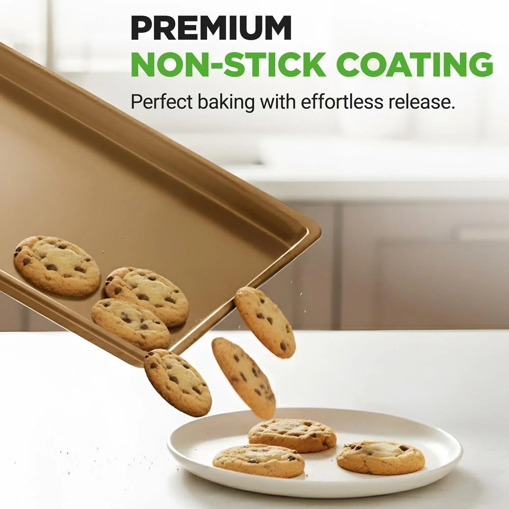 Non-Stick Mega Bake Pan - Stylish Metallic Coating, Dishwasher Safe And Pfoa, Pfos, Ptfe Free - Image 6