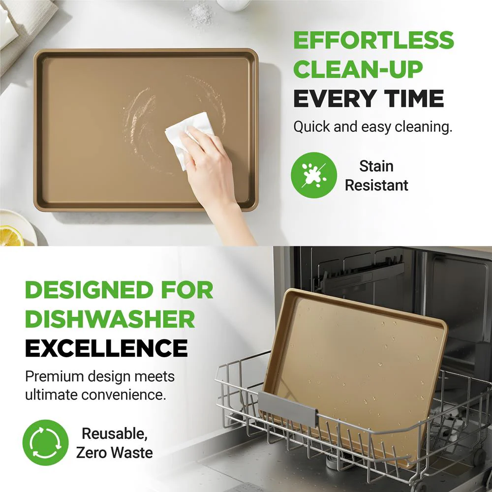 Non-Stick Mega Bake Pan - Stylish Metallic Coating, Dishwasher Safe And Pfoa, Pfos, Ptfe Free - Image 7