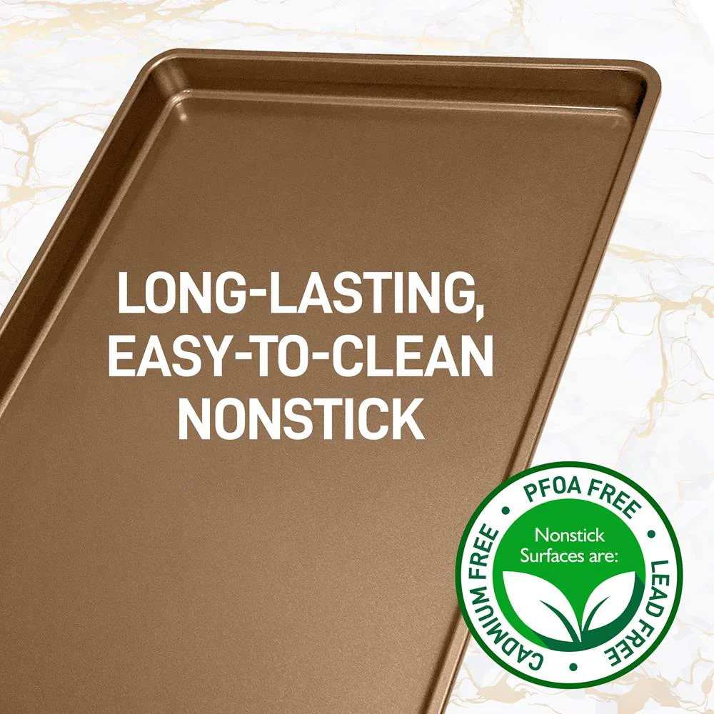 Nonstick XL Baking Pan, Easy Clean Carbon Steel, Gold, 22"x16" - Image 7