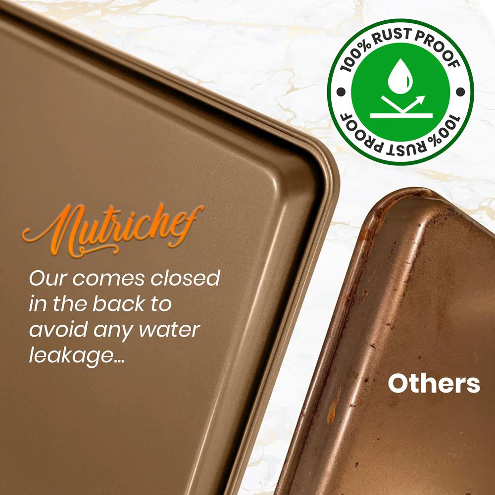 Nonstick XL Baking Pan, Easy Clean Carbon Steel, Gold, 22"x16" - Image 8