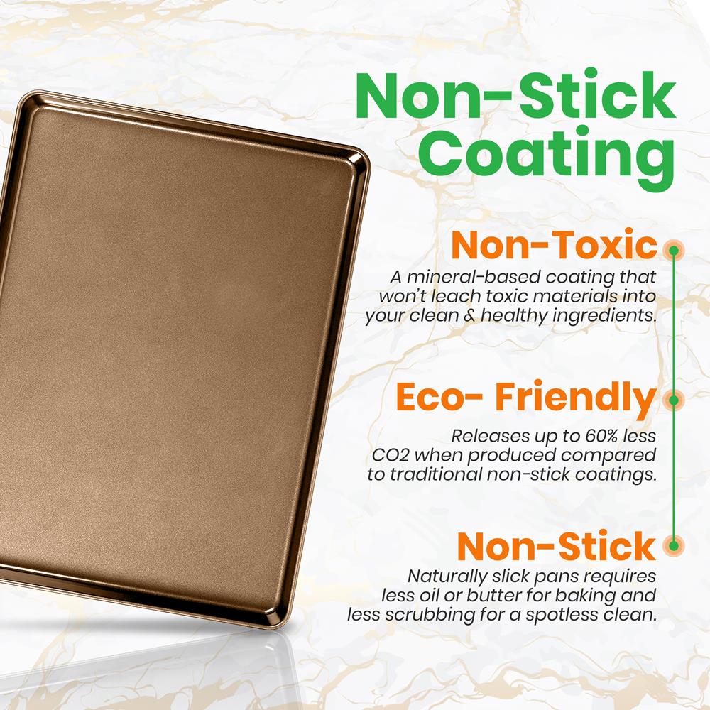2-Piece Nonstick Cookie Sheets - Easy Clean Carbon Steel, Metallic - Image 4