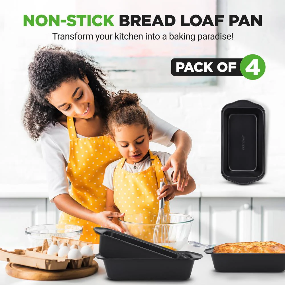 Loaf Pans Set of 4, Quick Heat, Non-Stick Carbon Steel, Oven Safe - Image 2