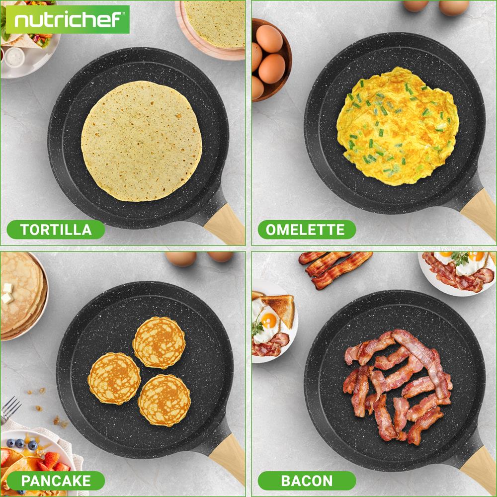 11" Non-Stick Crepe Pan, Easy Clean Marble Coating, Includes Spreader - Image 3