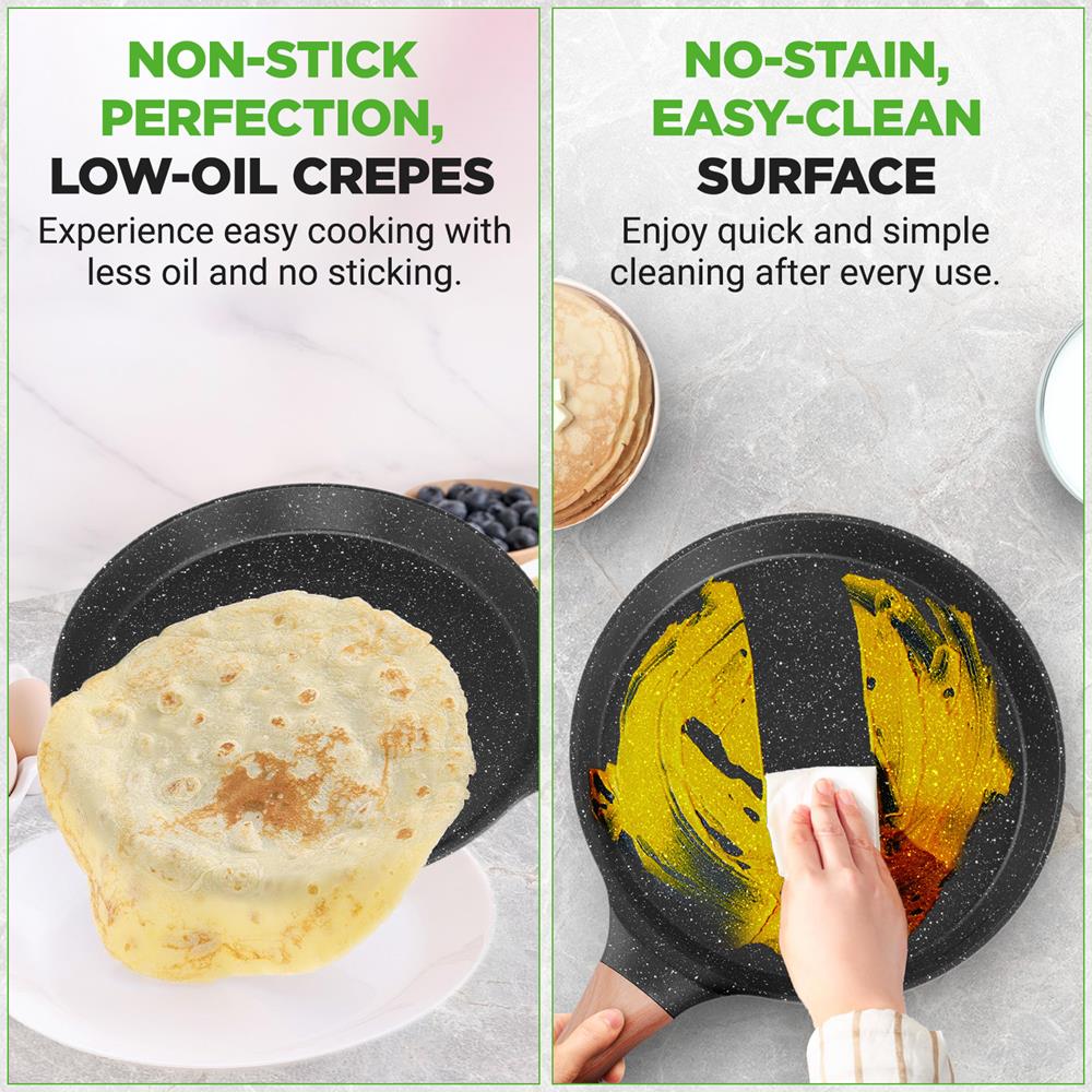 Non-Stick Crepe Pan, Even Heat, Marble Coating, Includes Spreader - Image 6