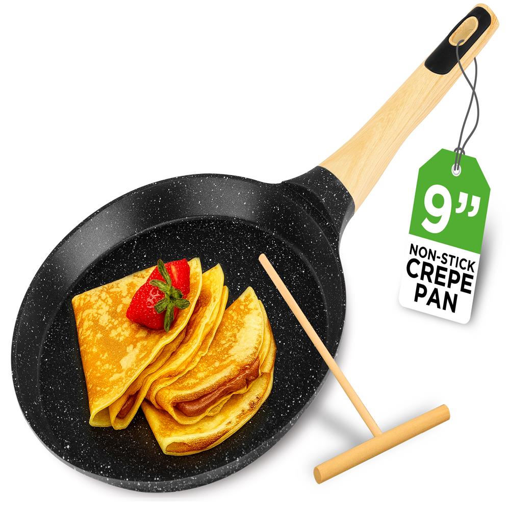 Non-Stick Crepe Pan, Even Heat, Marble Coating, Includes Spreader - Image 8
