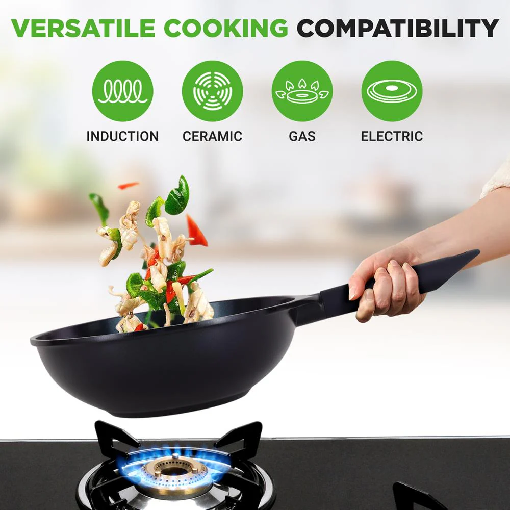 5-Piece Nonstick Frying Pan Set, Even Heat Ceramic, Blue Diamond - Image 3