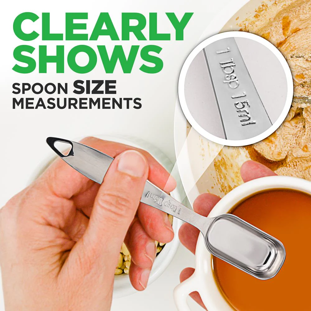 Stainless Steel Measuring Spoons Set 6Pc - Precise, Easy-Clean, Oval Shape - Image 4