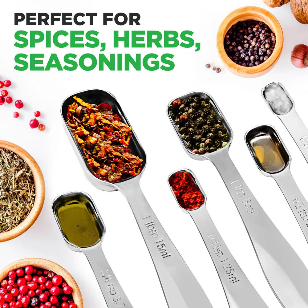 Stainless Steel Measuring Spoons Set 6Pc - Precise, Easy-Clean, Oval Shape - Image 5