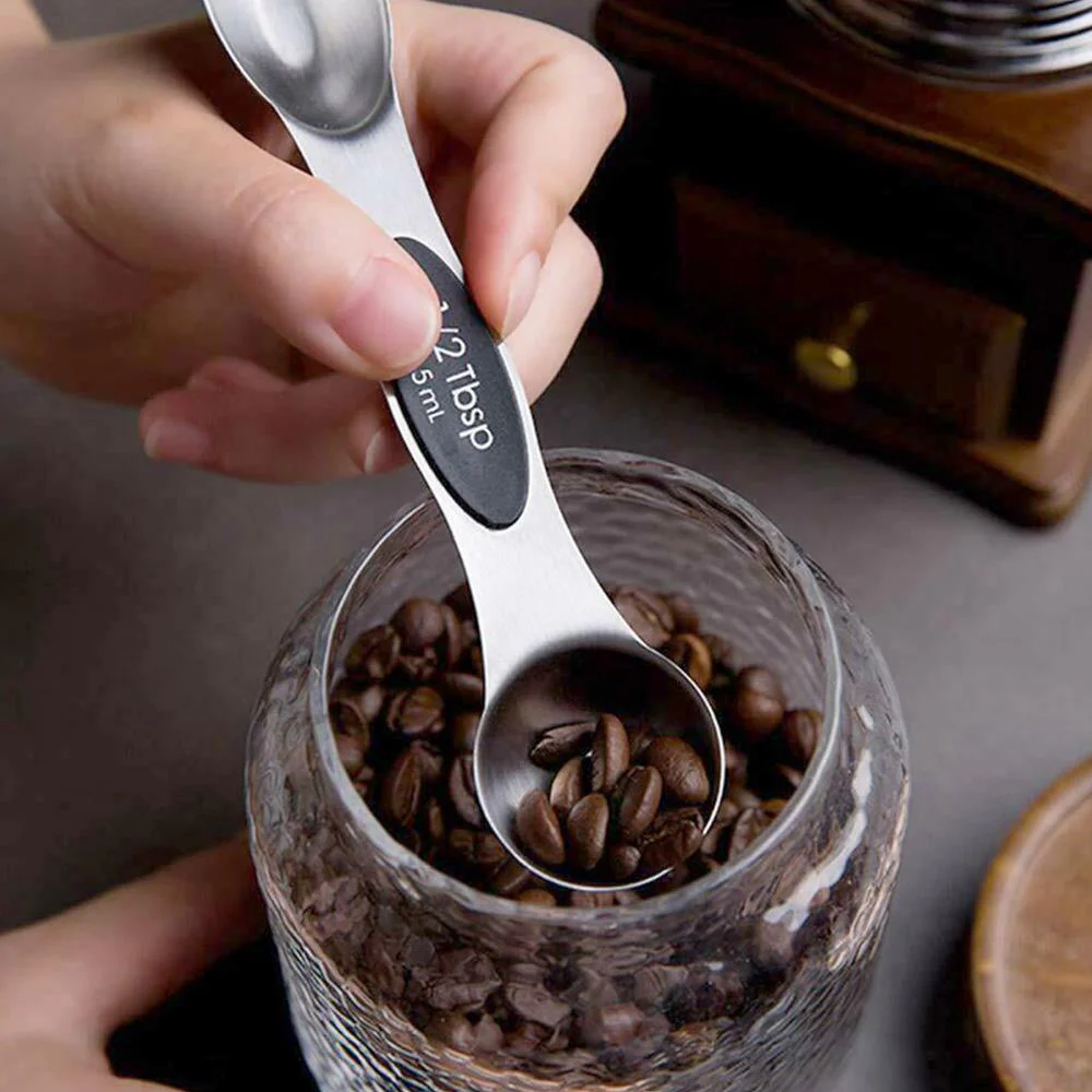 Magnetic Measuring Spoon Set - Space-Saving Stainless Steel, Silver - Image 5
