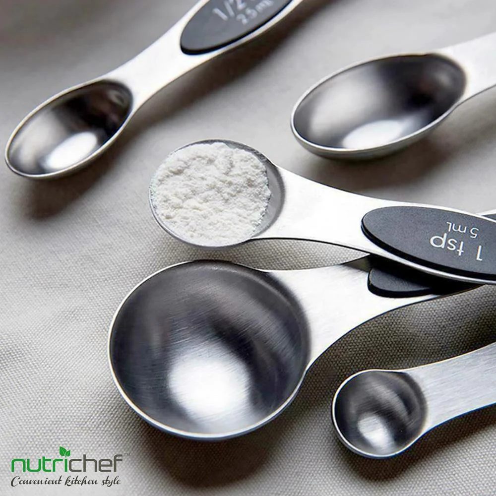 Magnetic Measuring Spoon Set - Space-Saving Stainless Steel, Silver - Image 7