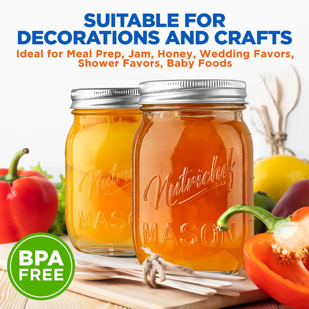 Mason Jars 2-Pack 16 oz - Airtight Seal, Thick Glass, Silver Lids - Image 6