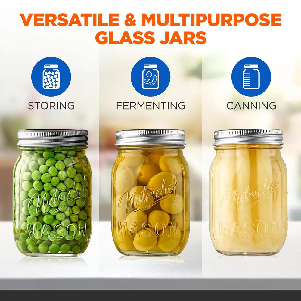 Mason Jars 2-Pack 16 oz - Airtight Seal, Thick Glass, Silver Lids - Image 8