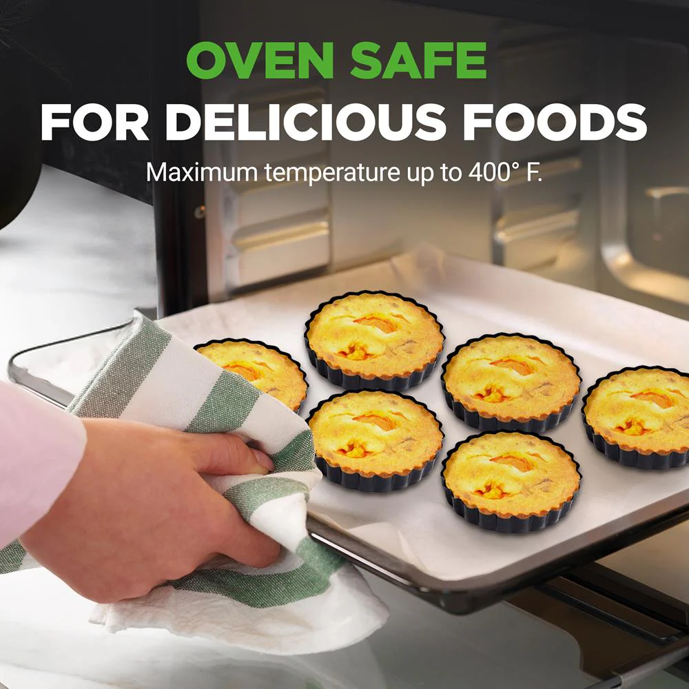 Mini Tart Pans 10pc Set Nonstick Removable Bottom Carbon Steel - Image 4