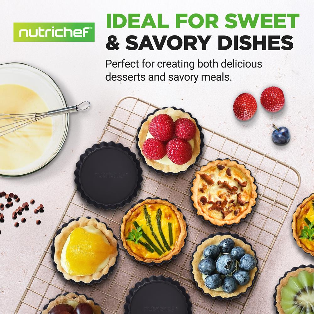 Mini Tart Pans 10pc Set Nonstick Removable Bottom Carbon Steel - Image 5