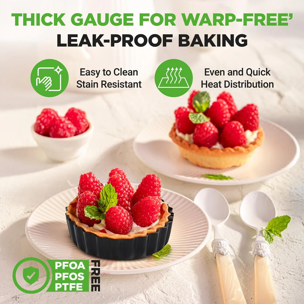 Mini Tart Pans 10pc Set Nonstick Removable Bottom Carbon Steel - Image 6