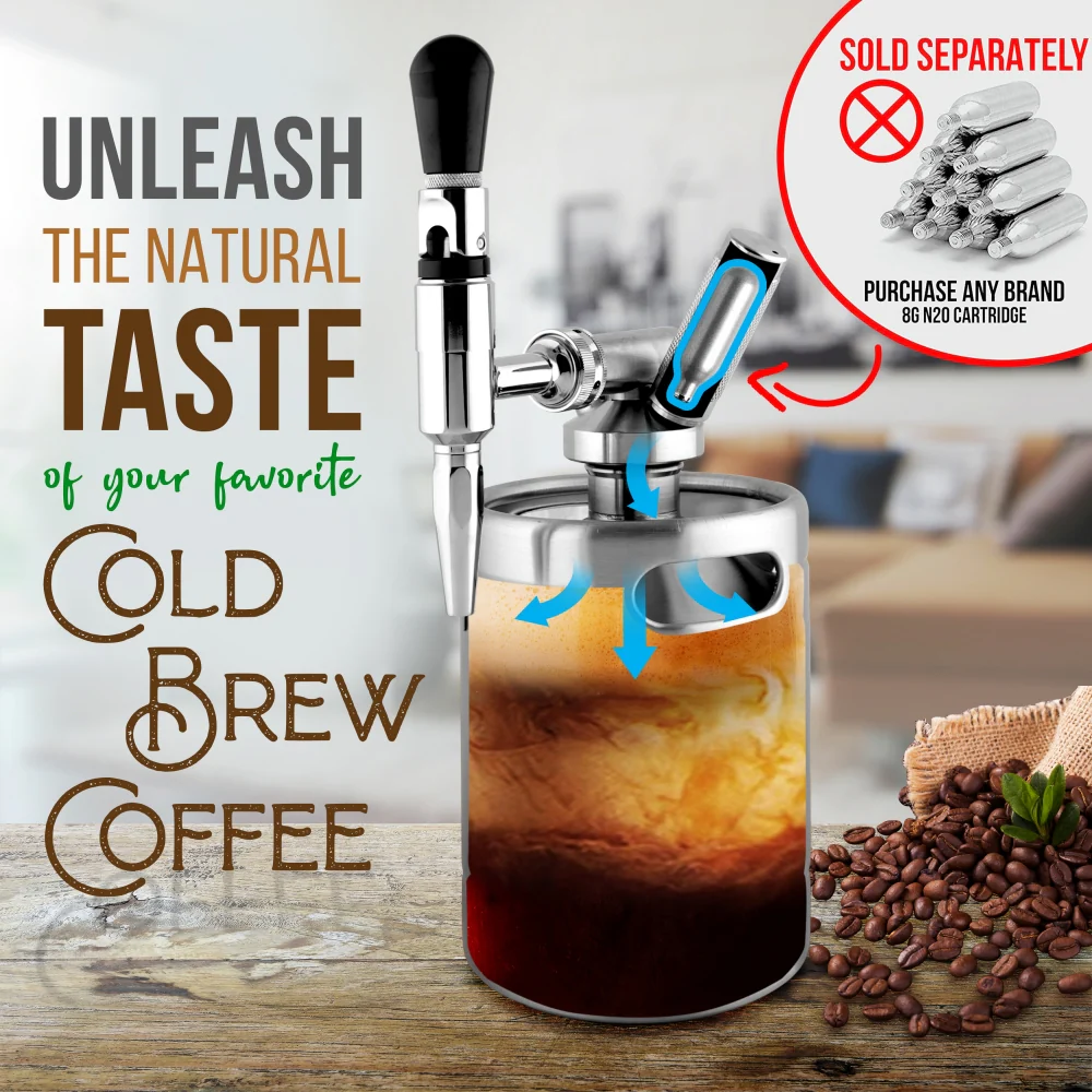 Nitro Cold Brew Coffee Maker - Keeps Coffee Cold - Stainless Steel - Image 2