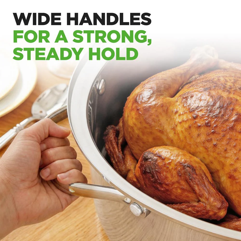 20" Oval Roasting Pan - Tender Roasts - Stainless Steel, Dishwasher Safe - Image 6