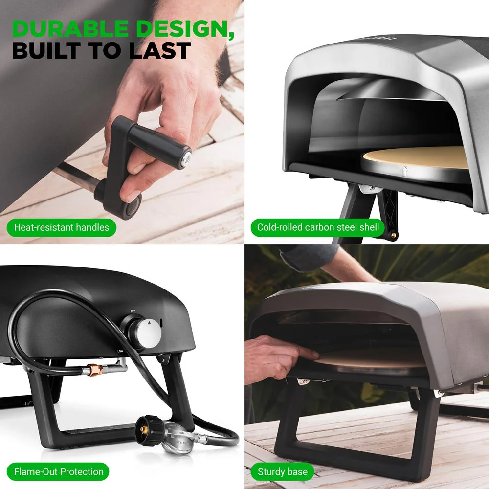 Outdoor Pizza Oven, 1-Min Cook, Rotating Stone, Carbon Steel - Image 5