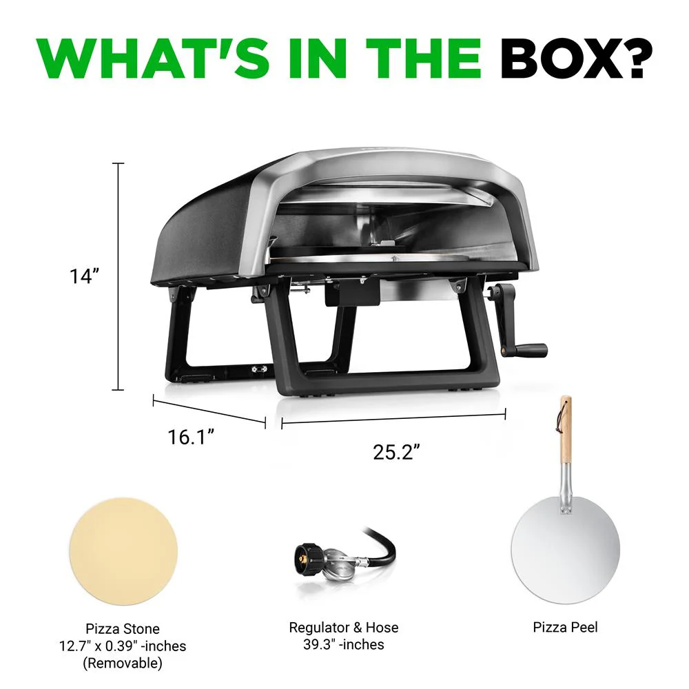 Outdoor Pizza Oven, 1-Min Cook, Rotating Stone, Carbon Steel - Image 7