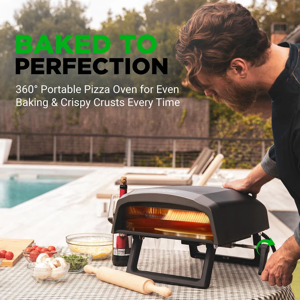 Outdoor Pizza Oven - 1-Min Cook - Rotating Stone - Carbon Steel - Image 2