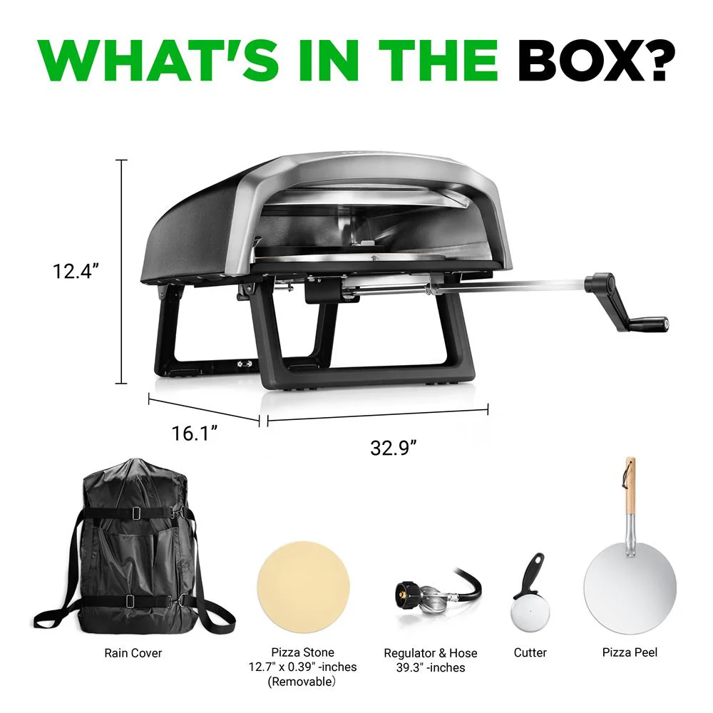 Outdoor Pizza Oven - 1-Min Cook - Rotating Stone - Carbon Steel - Image 7