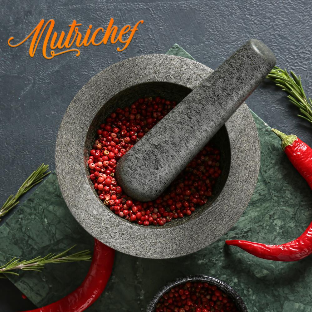 6'' Original Mortar And Pestle Set - Heavy Duty Unpolished Granite, 2 Cups Capacity - Image 6