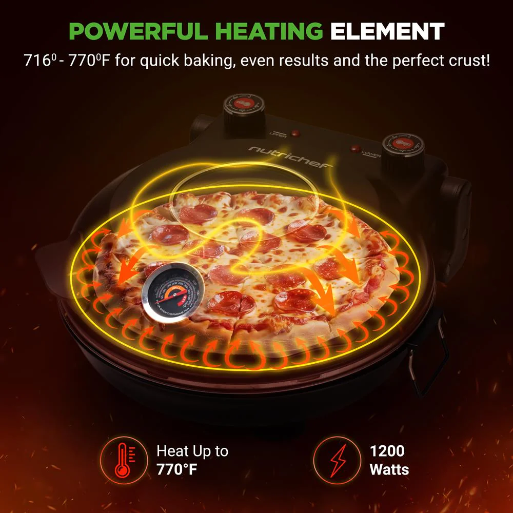 Electric Pizza Oven 12" Precise Cooking Non-Stick Stone - Image 2