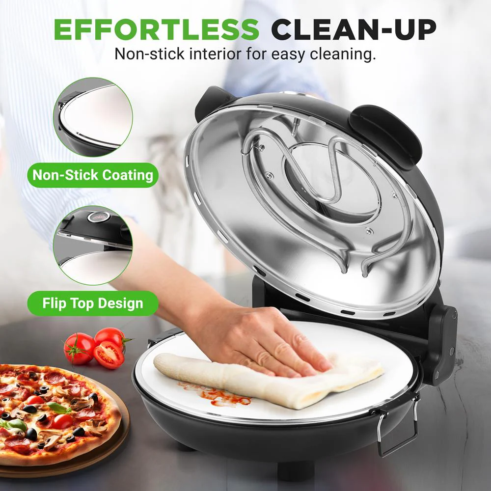 Electric Pizza Oven 12" Precise Cooking Non-Stick Stone - Image 6