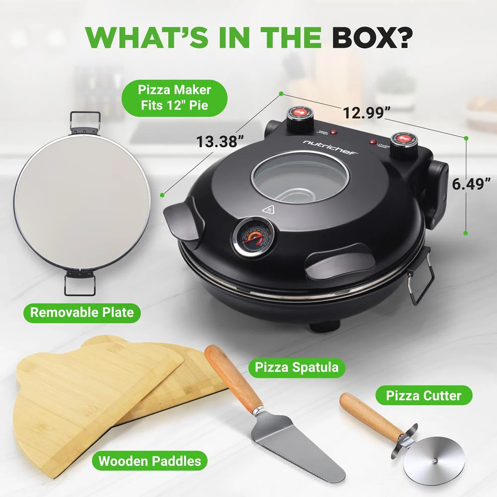 Electric Pizza Oven 12" Precise Cooking Non-Stick Stone - Image 7
