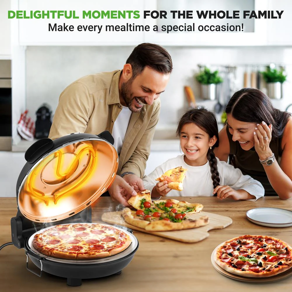 Electric Pizza Oven 12" Precise Cooking Non-Stick Stone - Image 8