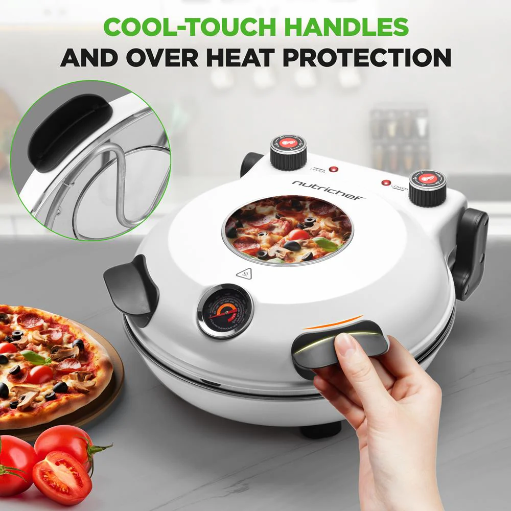 Electric Pizza Oven 12" | Precise Cooking | Non-Stick Stone | White - Image 3