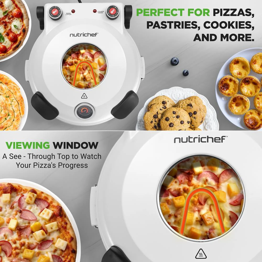 Electric Pizza Oven 12" | Precise Cooking | Non-Stick Stone | White - Image 4