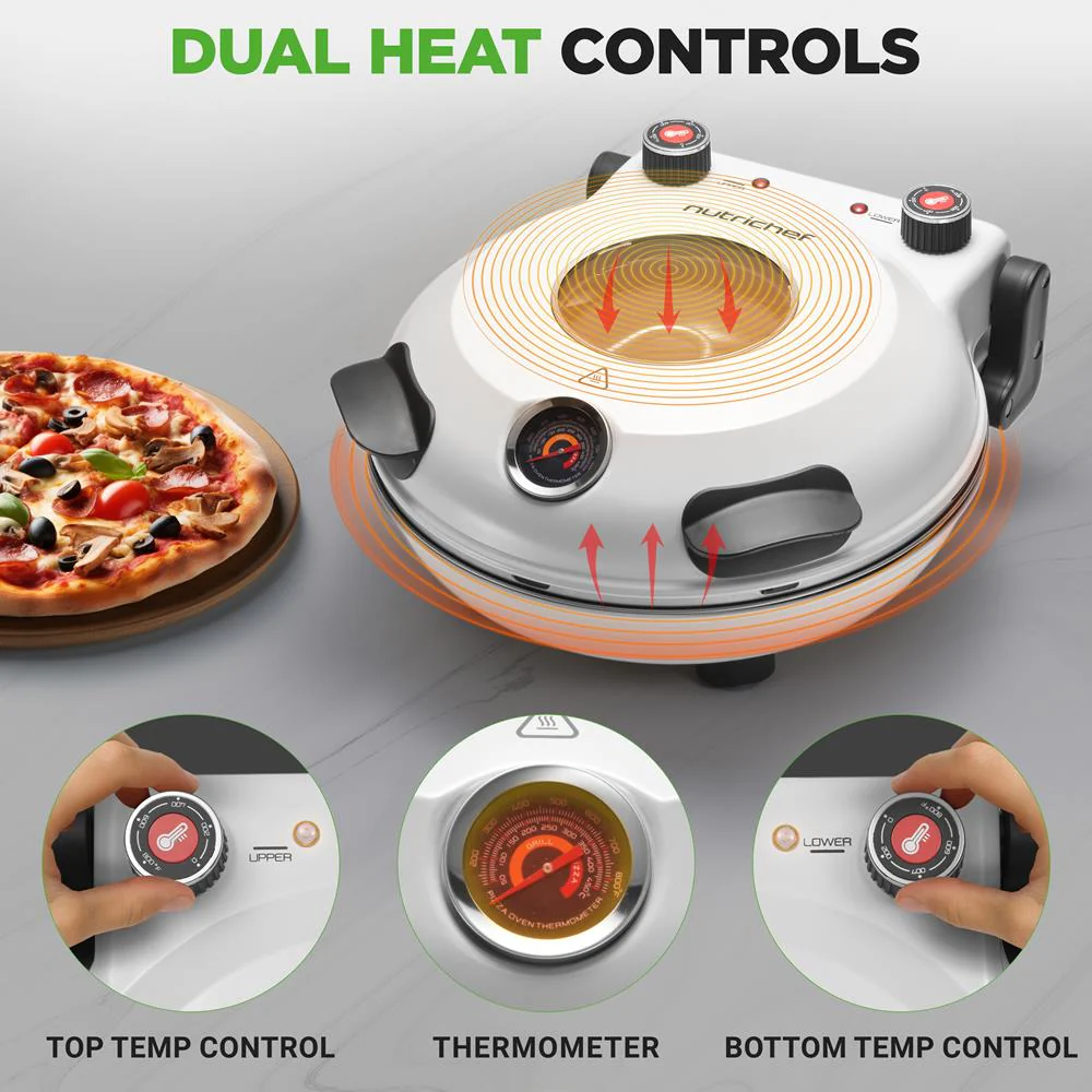 Electric Pizza Oven 12" | Precise Cooking | Non-Stick Stone | White - Image 5