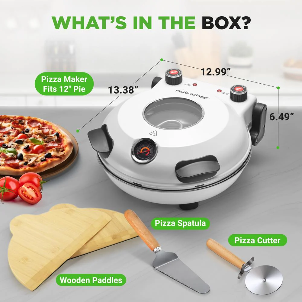 Electric Pizza Oven 12" | Precise Cooking | Non-Stick Stone | White - Image 7