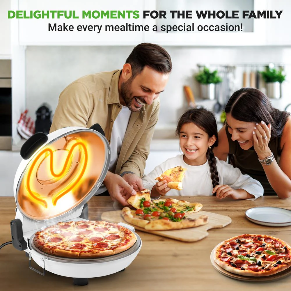 Electric Pizza Oven 12" | Precise Cooking | Non-Stick Stone | White - Image 8