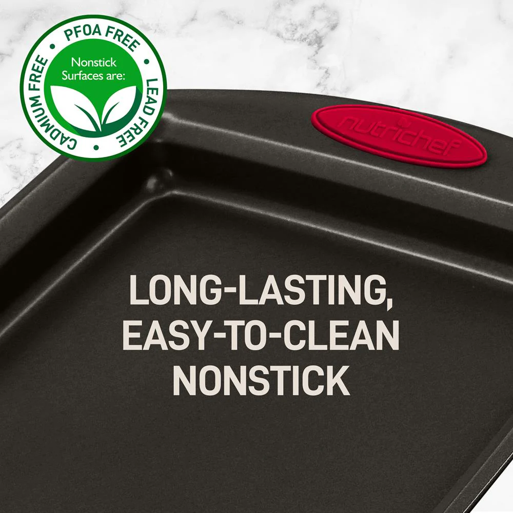 2-Piece Nonstick Baking Pan Set, Even Heat, Carbon Steel, Red Handles - Image 7