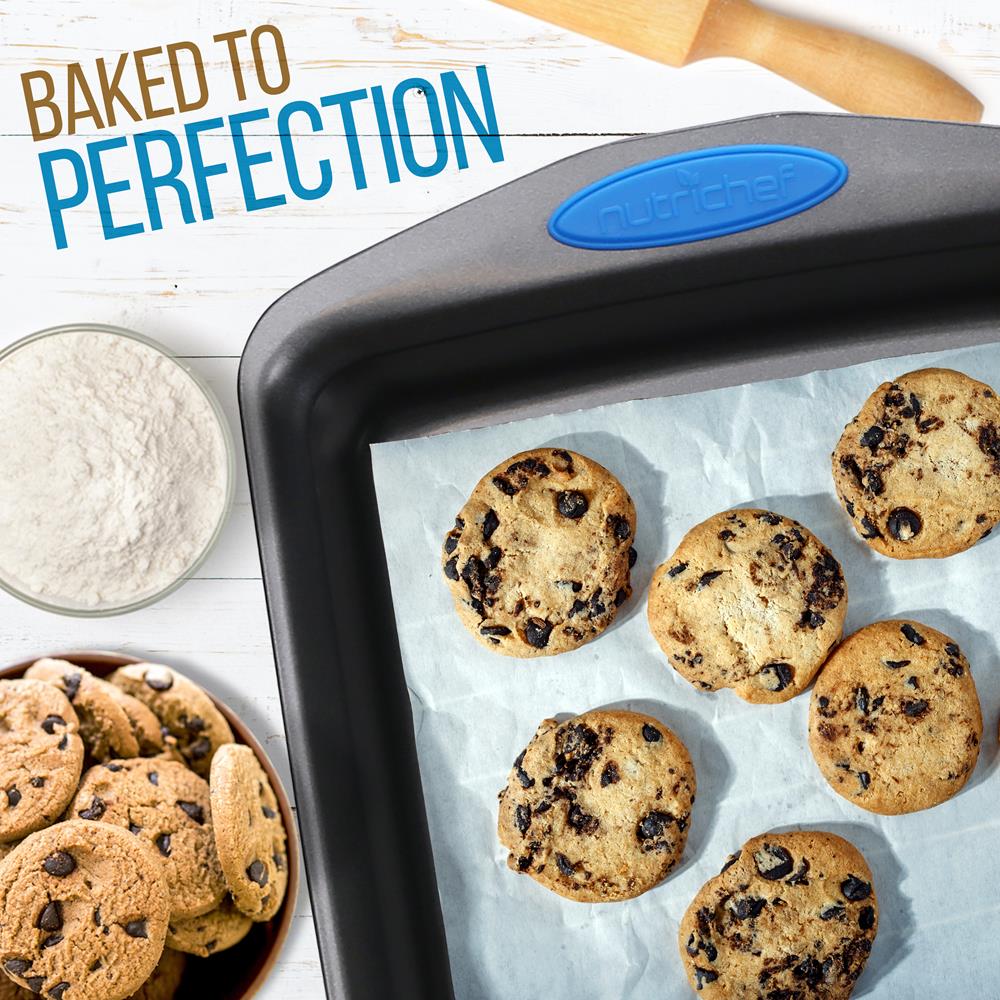 2-Piece Nonstick Baking Pan Set, Even Heat, Carbon Steel, Blue Handles - Image 6