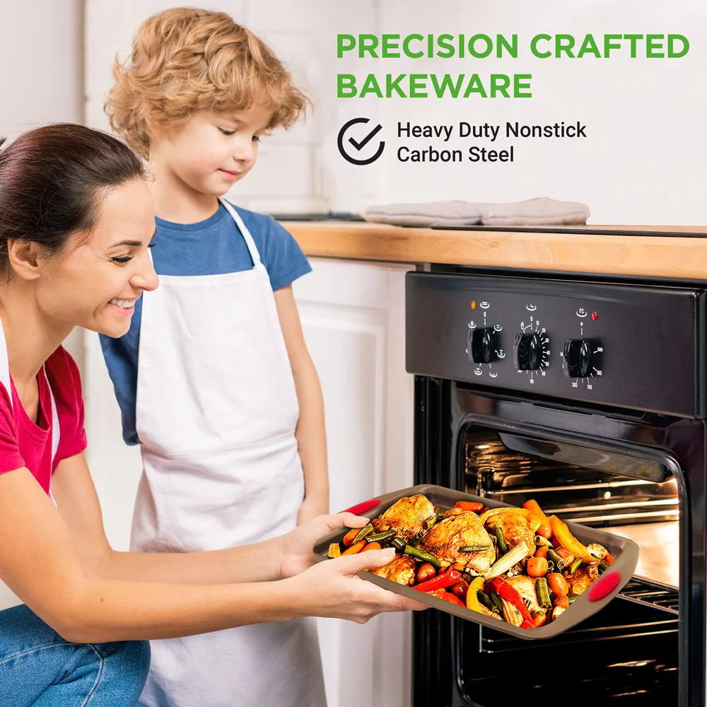 6-Piece Nonstick Bakeware Set - Easy Clean Carbon Steel, Gold - Image 6