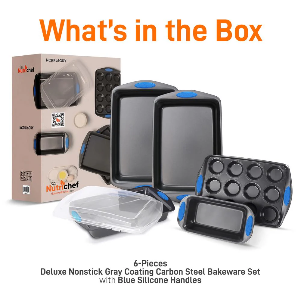 Nonstick Bakeware Set 6-Piece Easy Clean Carbon Steel Gray - Image 8