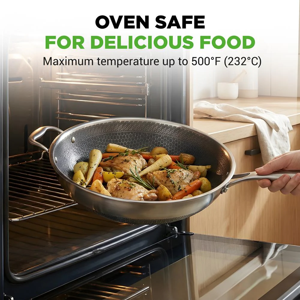 12" Stainless Steel Wok - Quick Heat, Non-Stick, Scratch-Resistant - Image 4