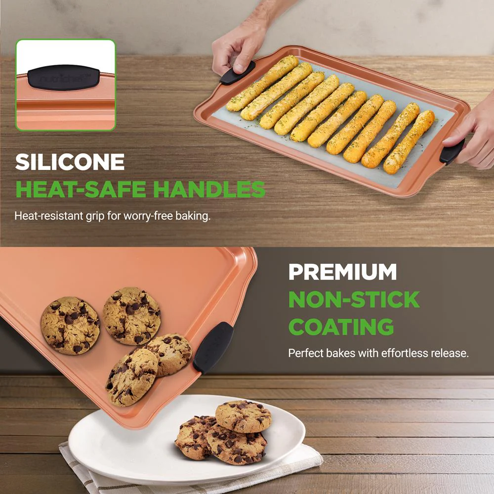 3-Piece Nonstick Bakeware Set - Flexible Carbon Steel, Silicone Handles - Image 6