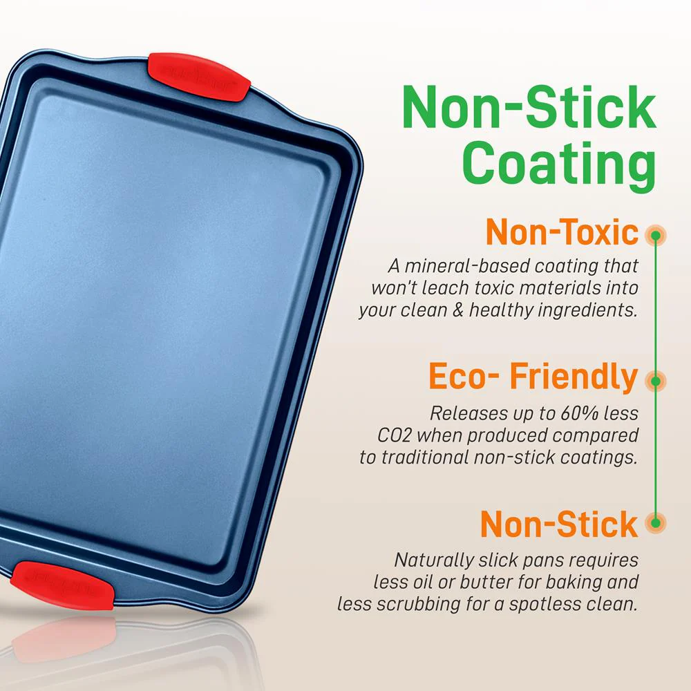 3-Piece Nonstick Cookie Sheets Set, Carbon Steel, Blue - Image 4