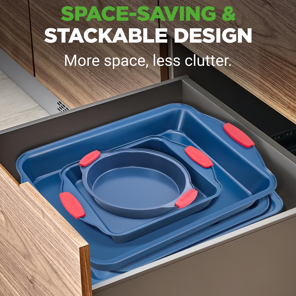 6-Piece Nonstick Bakeware Set, Easy Release Carbon Steel, Blue Coating - Image 3