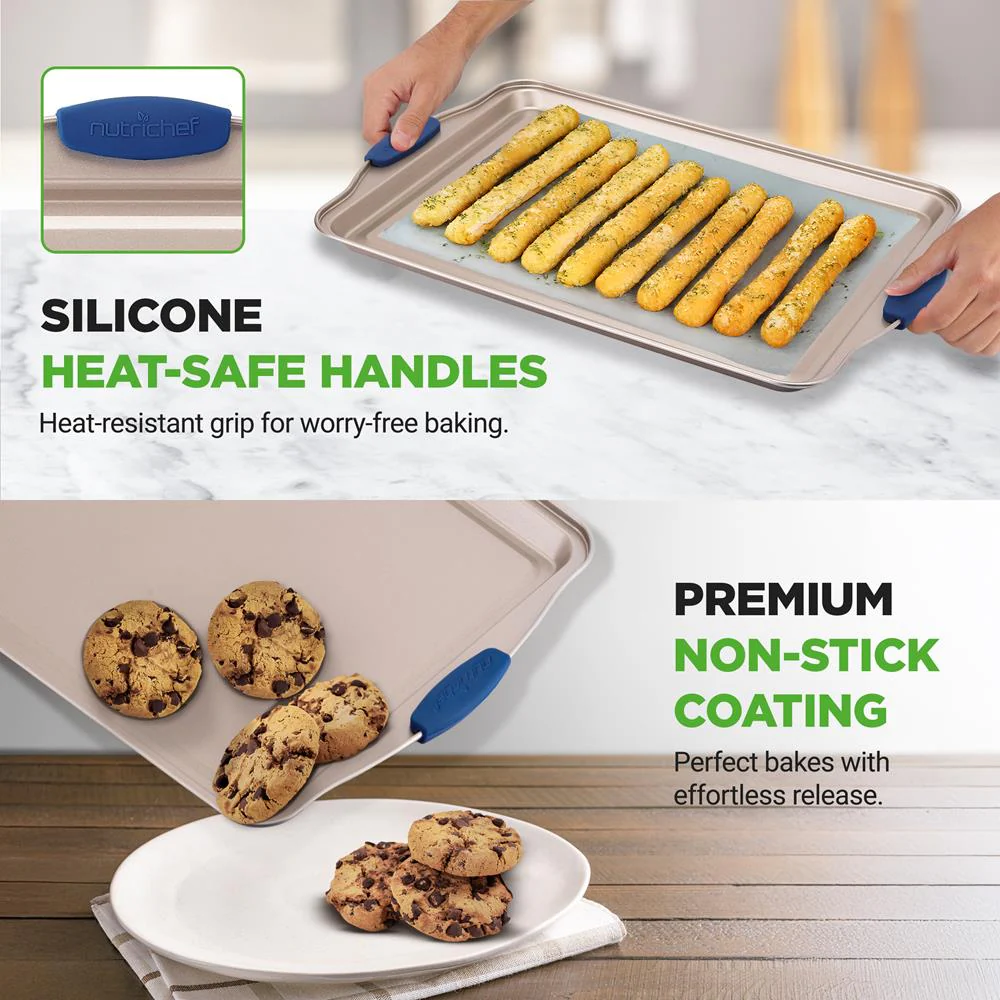 6-Piece Nonstick Bakeware Set - Easy Clean Carbon Steel, Blue Handles - Image 6