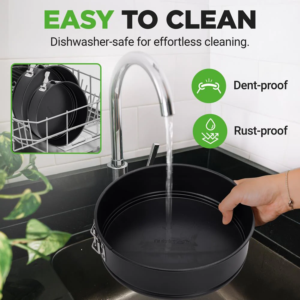 3-Piece Nonstick Springform Pan Set, Easy Release, Carbon Steel, Black - Image 6