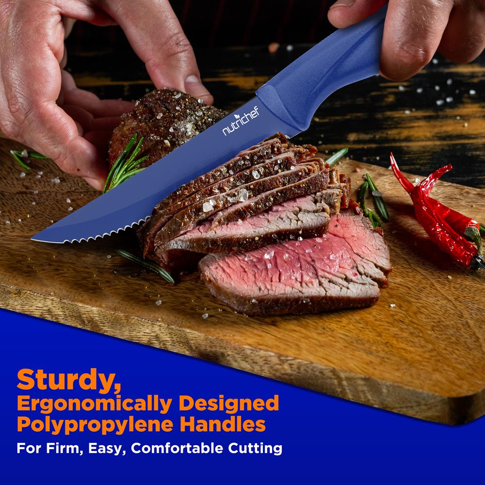 8-Piece Kitchen Knife Set - Long-Lasting Stainless Steel Blades, Blue - Image 3