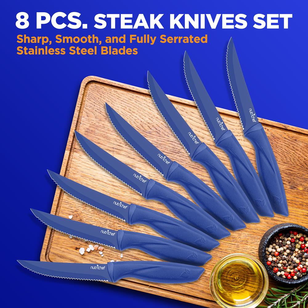 8-Piece Kitchen Knife Set - Long-Lasting Stainless Steel Blades, Blue - Image 6