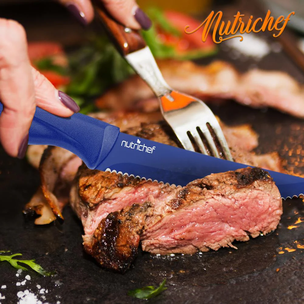 8-Piece Kitchen Knife Set - Long-Lasting Stainless Steel Blades, Blue - Image 7