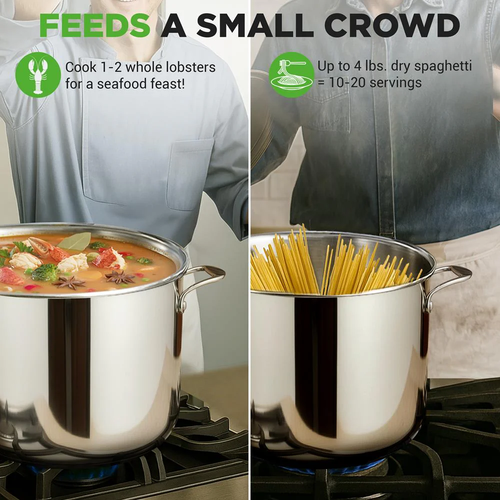 12-Quart Stock Pot, Even Heat, Stainless Steel, Tempered Glass Lid - Image 4