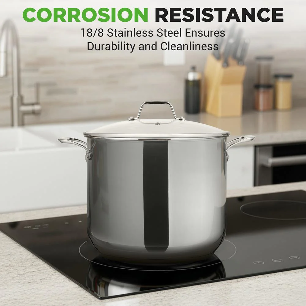 12-Quart Stock Pot, Even Heat, Stainless Steel, Tempered Glass Lid - Image 6